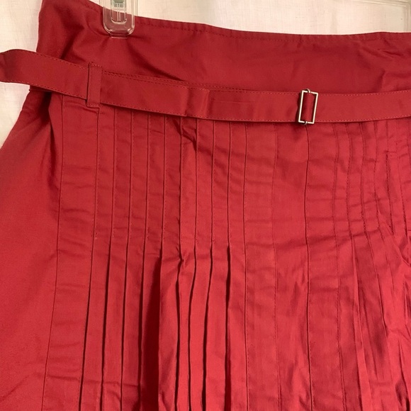 Ann Taylor LOFT Rust Pleated & Belted Skater Skirt, [Sz 8] - Picture 3 of 11